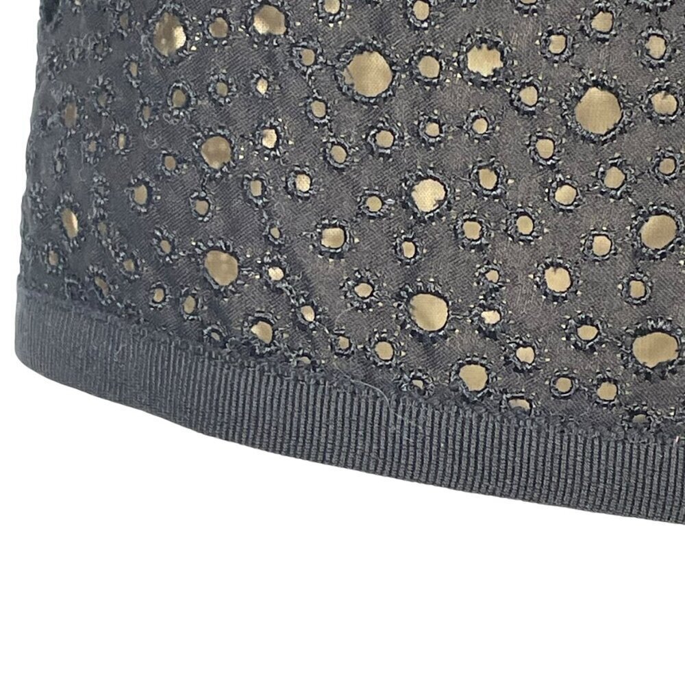 Lida Baday Black Eyelet Overlay Pleated Mini Skirt Size 4 - Picture 7 of 14